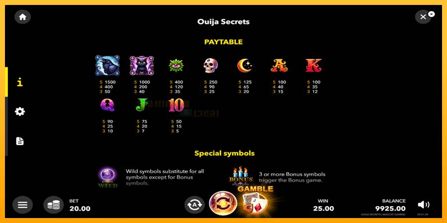 Ouija Secrets игрална машина за пари, снимка 5