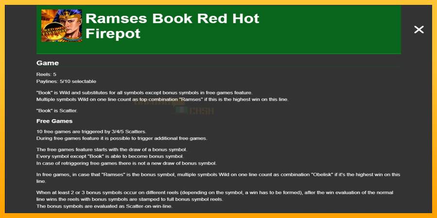 Ramses Book Red Hot Firepot игрална машина за пари, снимка 1