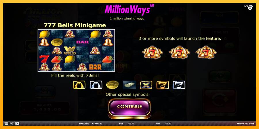 Million 777 Bells игрална машина за пари, снимка 1