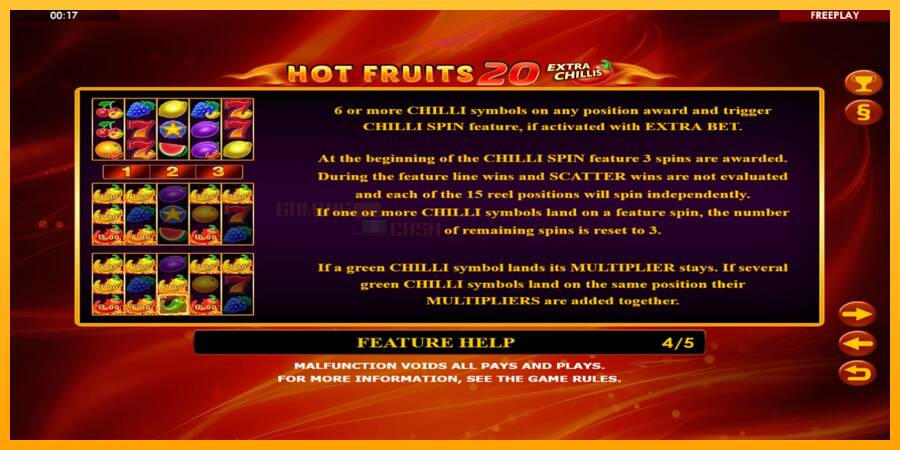 Hot Fruits 20 Extra Chillis игрална машина за пари, снимка 6