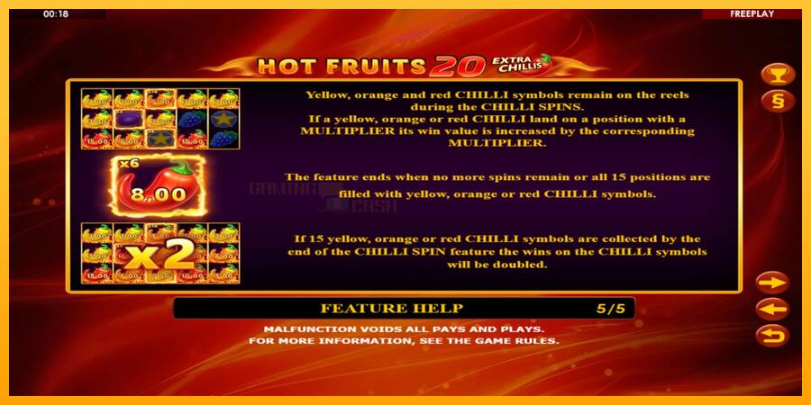 Hot Fruits 20 Extra Chillis игрална машина за пари, снимка 7