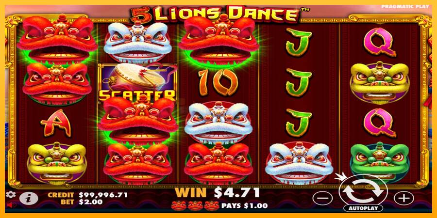 5 Lions Dance игрална машина за пари, снимка 3