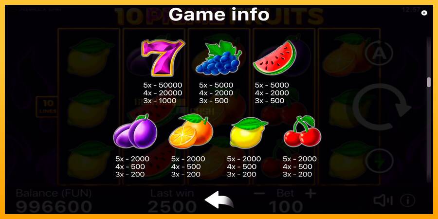 10 Prime Fruits игрална машина за пари, снимка 6