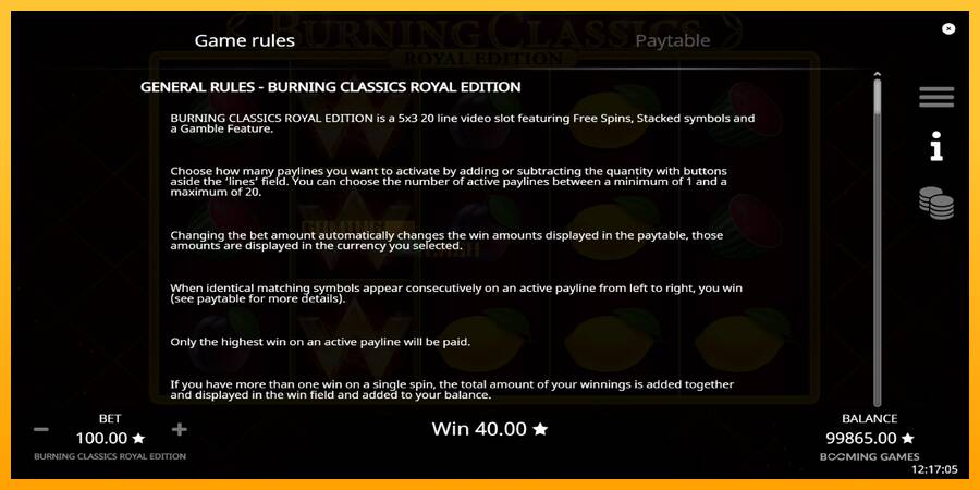 Burning Classics Royal Edition игрална машина за пари, снимка 6