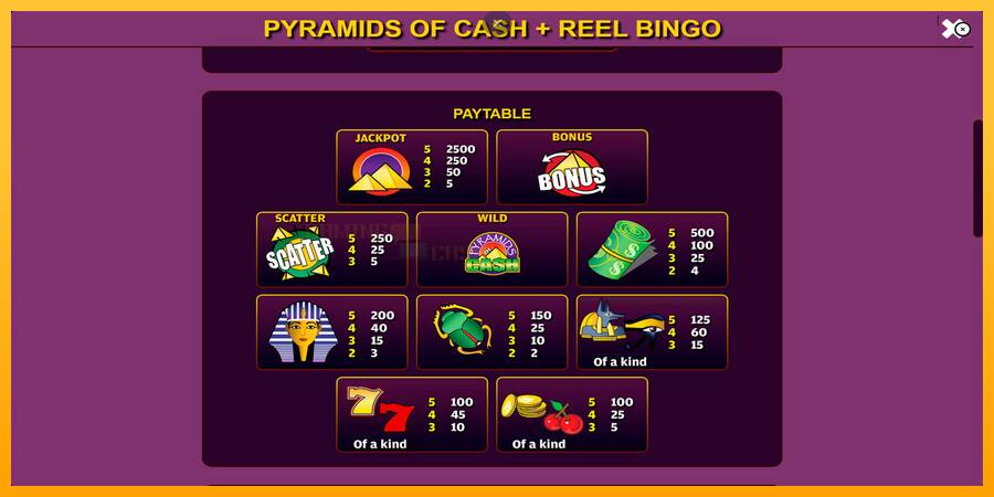 Pyramids of Cash with Reel Bingo игрална машина за пари, снимка 5