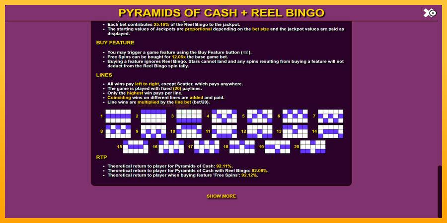 Pyramids of Cash with Reel Bingo игрална машина за пари, снимка 6