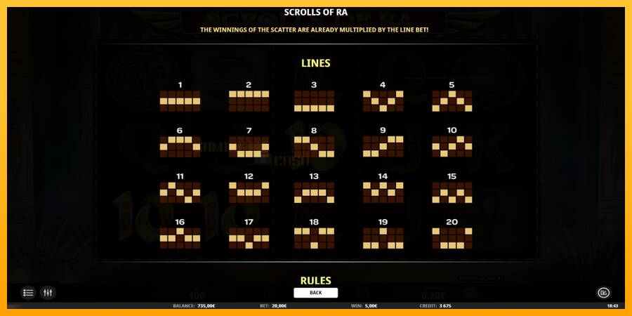 Scrolls of RA игрална машина за пари, снимка 5