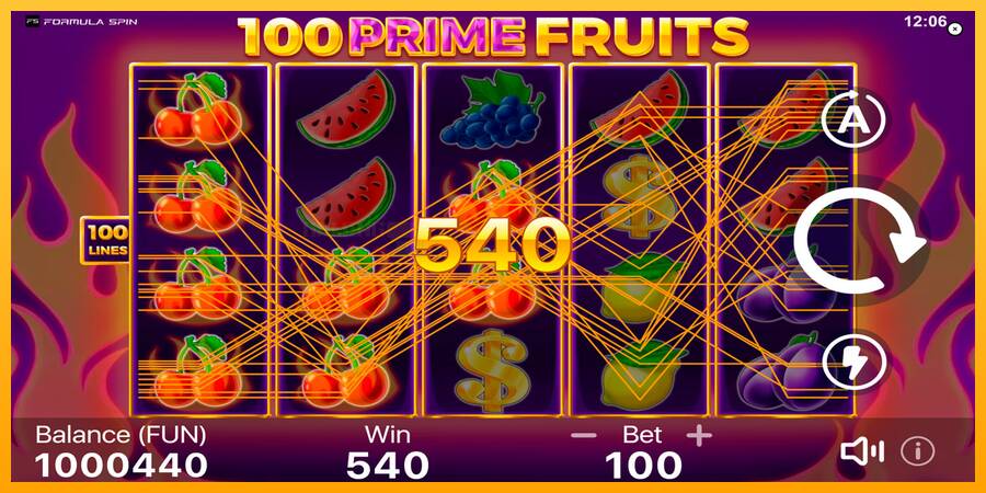 100 Prime Fruits игрална машина за пари, снимка 3