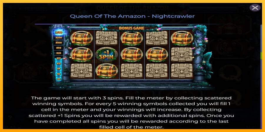 Queen of the Amazon - Nightcrawler игрална машина за пари, снимка 6