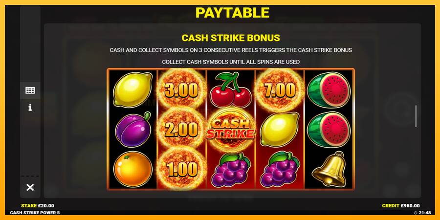 Cash Strike Power 5 игрална машина за пари, снимка 6