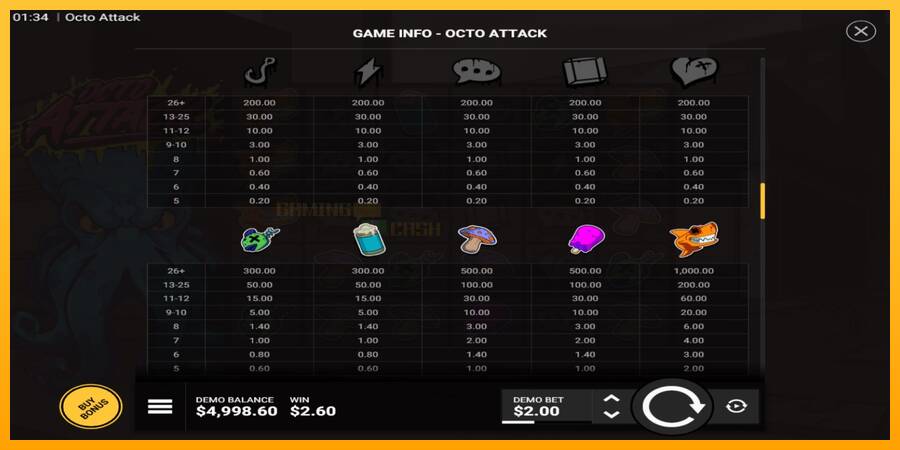 Octo Attack игрална машина за пари, снимка 6