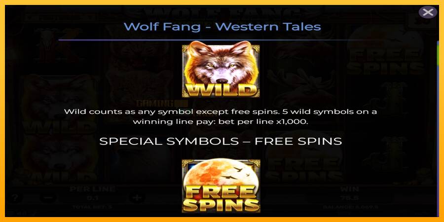 Wolf Fang - Western Tales игрална машина за пари, снимка 4