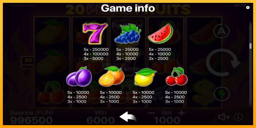 20 Prime Fruits игрална машина за пари, снимка 6