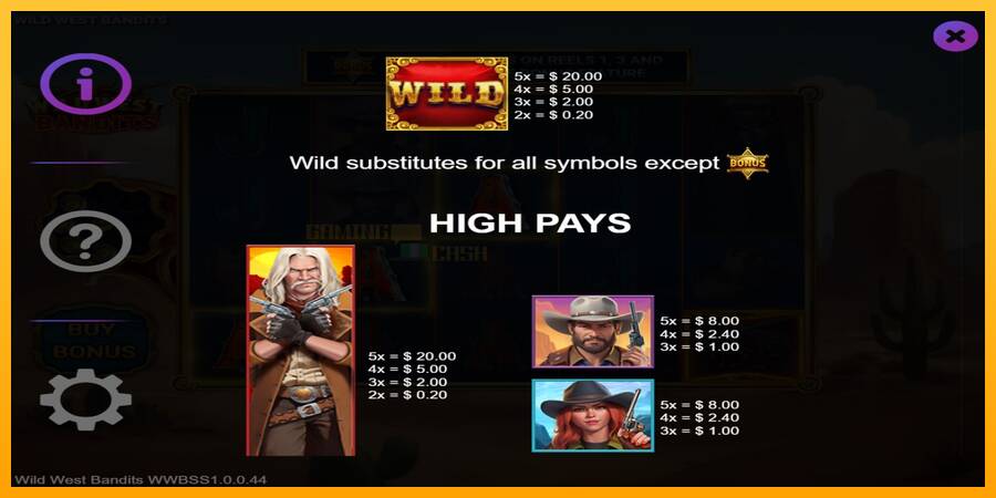 Wild West Bandits игрална машина за пари, снимка 4