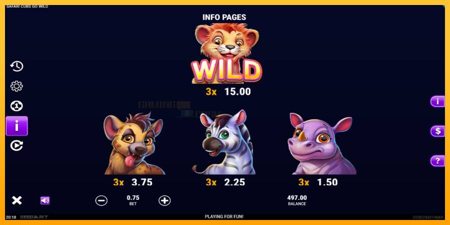 Safari Cubs Go Wild игрална машина за пари, снимка 5