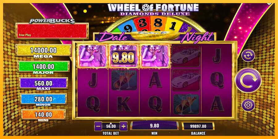 PowerBucks Wheel of Fortune Diamonds Deluxe Date Night игрална машина за пари, снимка 3