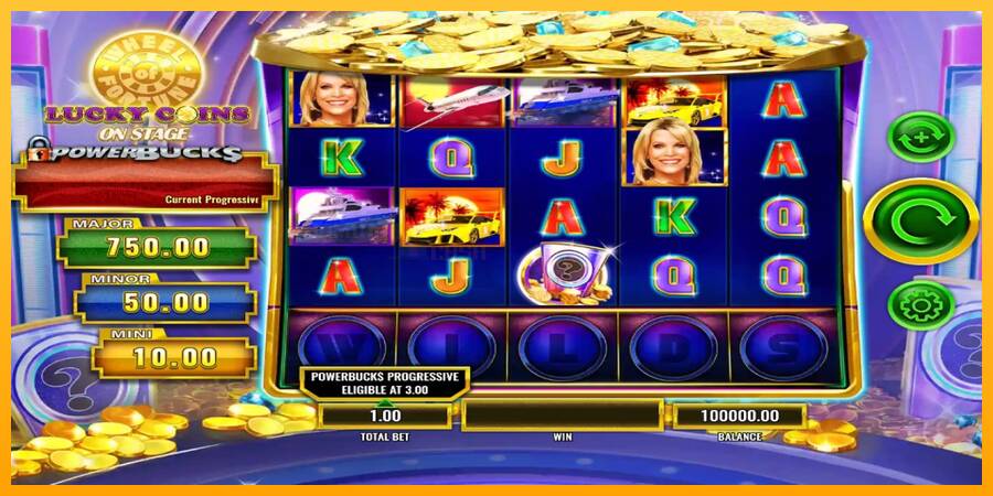 PowerBucks Wheel of Fortune Lucky Coins On Stage игрална машина за пари, снимка 1