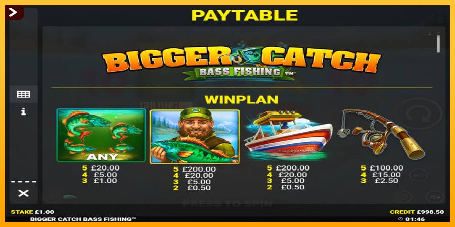 Bigger Catch Bass Fishing Rapid Fire Jackpots игрална машина за пари, снимка 4