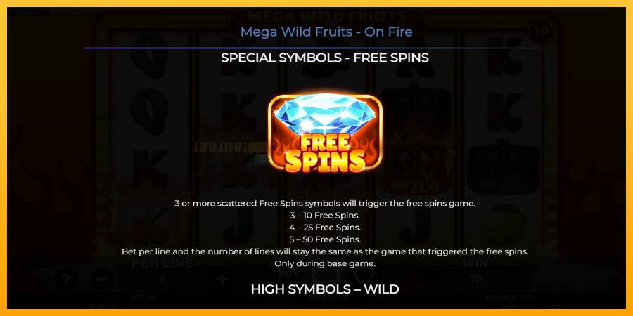 Mega Wild Fruits - On Fire игрална машина за пари, снимка 5