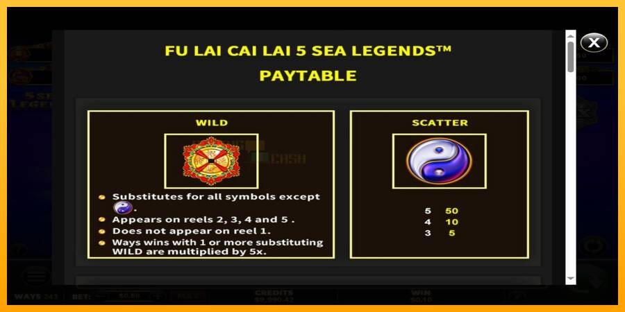 Fu Lai Cai Lai 5 Sea Legends игрална машина за пари, снимка 5