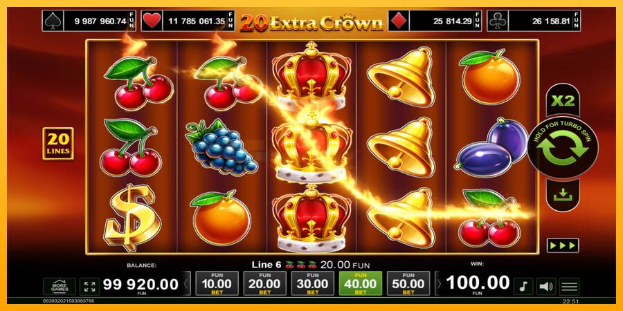 20 Extra Crown игрална машина за пари, снимка 2