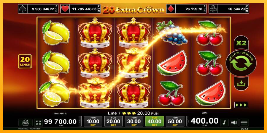 20 Extra Crown игрална машина за пари, снимка 4