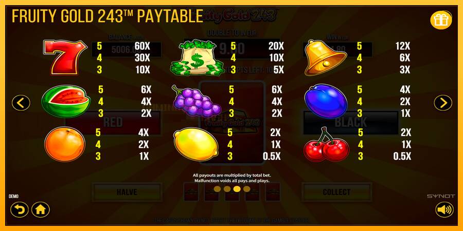 Fruity Gold 243 игрална машина за пари, снимка 7