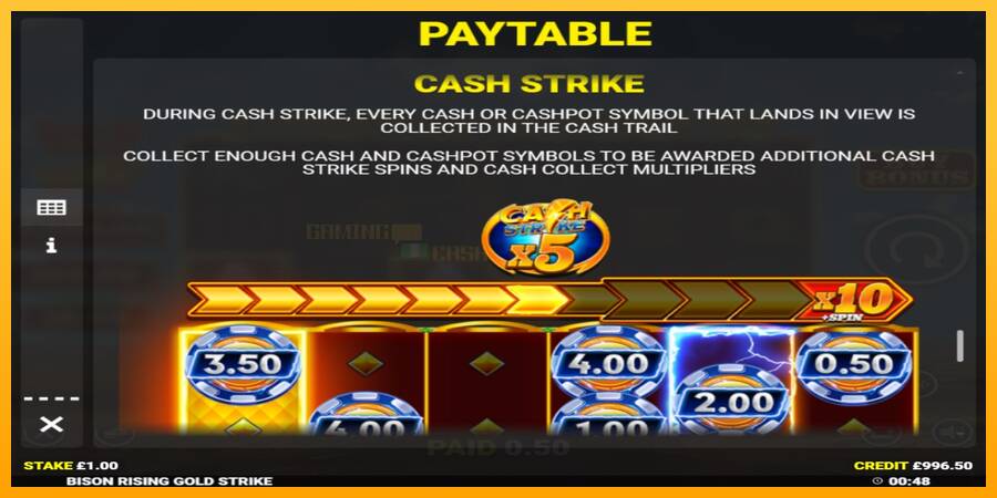 Bison Rising Gold Strike игрална машина за пари, снимка 7