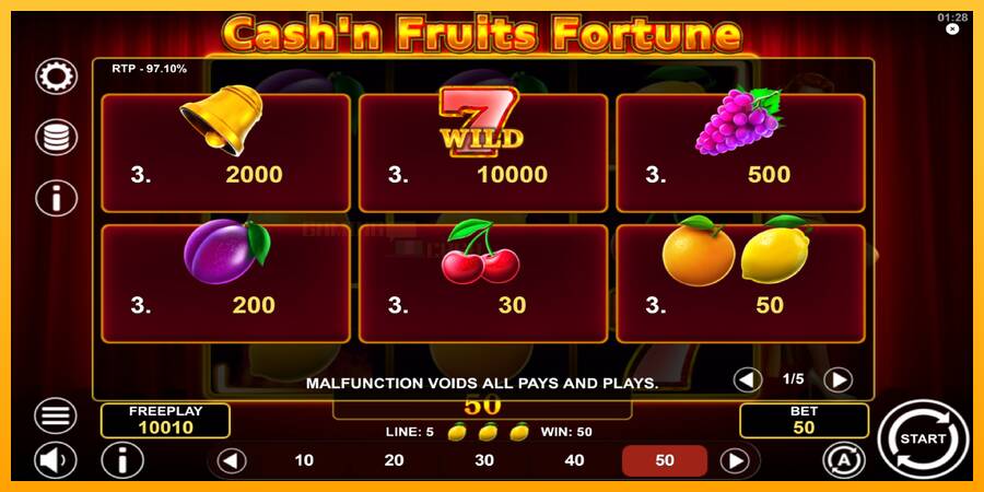 Cashn Fruits Fortune игрална машина за пари, снимка 5