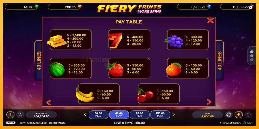 Fiery Fruits More Spins игрална машина за пари, снимка 5