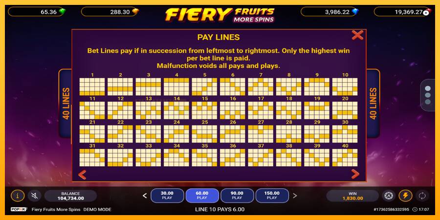 Fiery Fruits More Spins игрална машина за пари, снимка 7