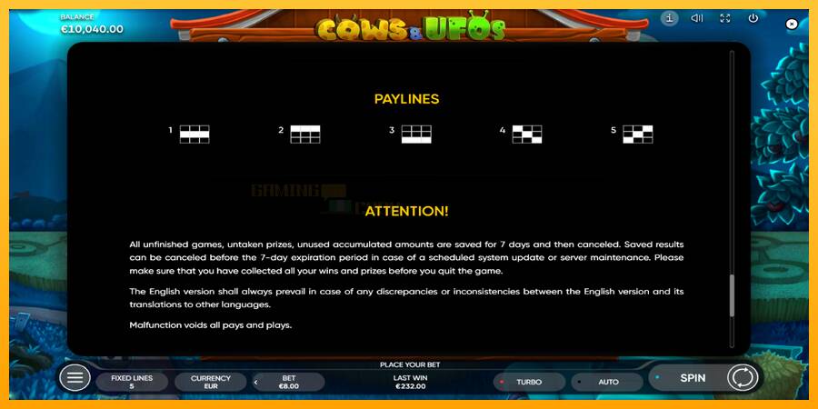 Cows & UFOs игрална машина за пари, снимка 7
