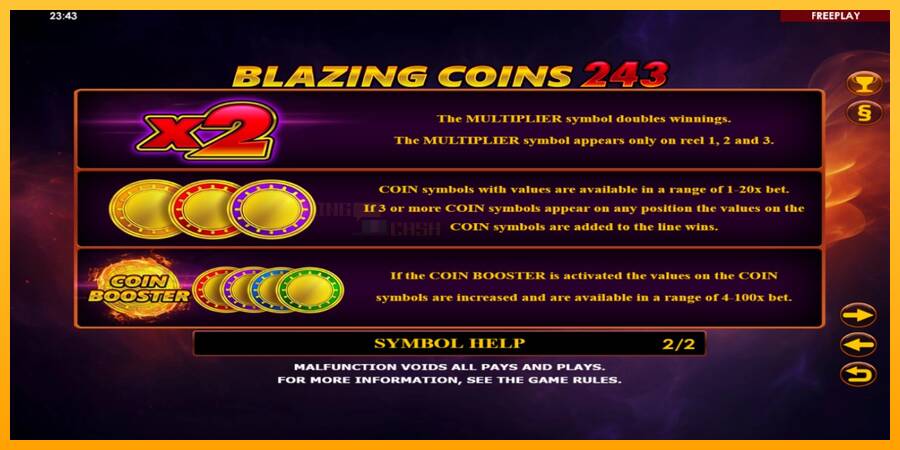 Blazing Coins 243 игрална машина за пари, снимка 6