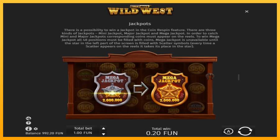 Wild West Trueways игрална машина за пари, снимка 6