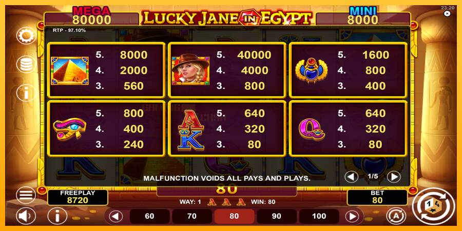 Lucky Jane in Egypt Hold & Win игрална машина за пари, снимка 5