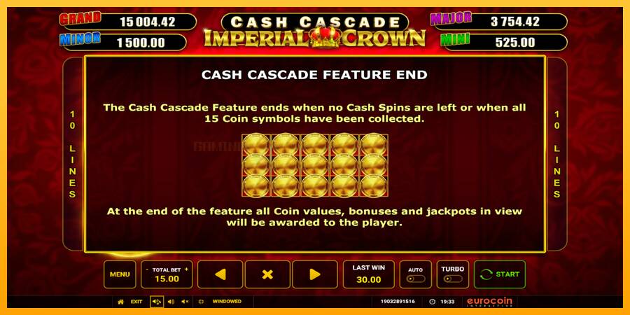 Cash Cascade Imperial Crown игрална машина за пари, снимка 7