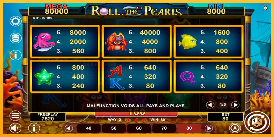 Roll The Pearls Hold & Win игрална машина за пари, снимка 5