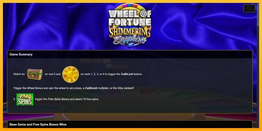 Wheel of Fortune Shimmering Sapphires игрална машина за пари, снимка 5