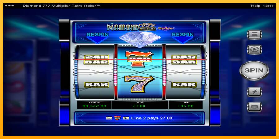 Diamond 777 Multiplier Retro Roller игрална машина за пари, снимка 3