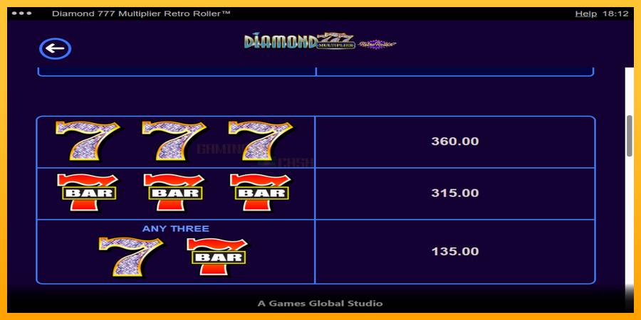 Diamond 777 Multiplier Retro Roller игрална машина за пари, снимка 6