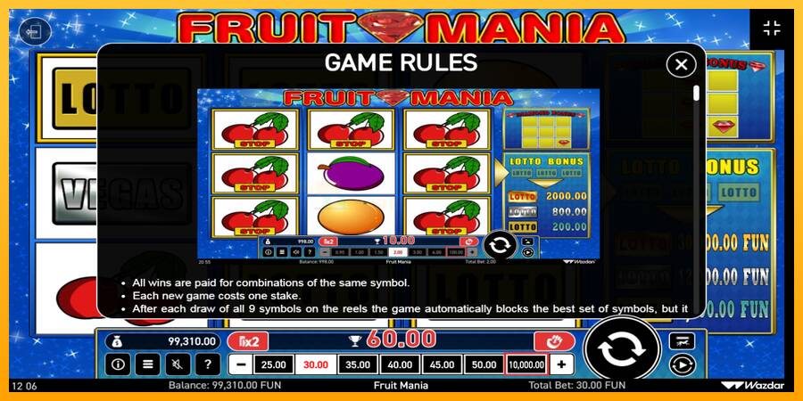 Fruit Mania игрална машина за пари, снимка 6