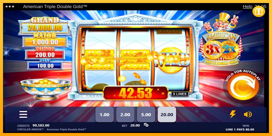 American Triple Double Gold игрална машина за пари, снимка 3