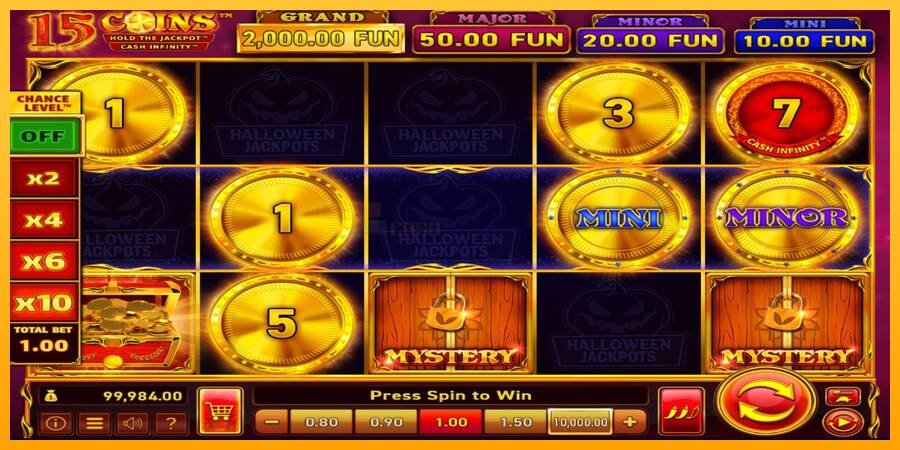 15 Coins Grand Gold Edition Halloween Jackpot игрална машина за пари, снимка 2