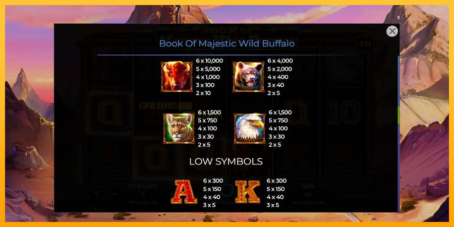 Book of Majestic Wild Buffalo игрална машина за пари, снимка 6