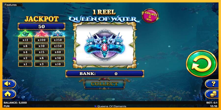 1 Reel Queen of Water игрална машина за пари, снимка 2