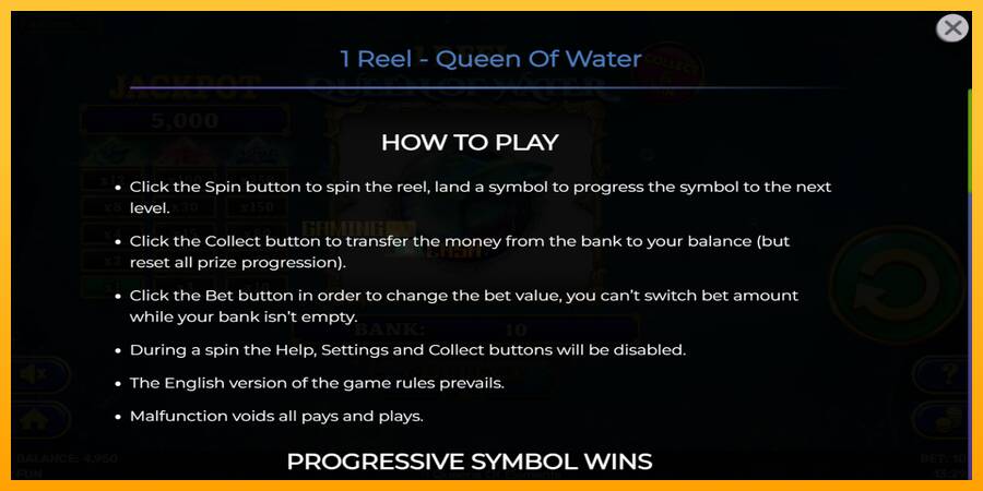 1 Reel Queen of Water игрална машина за пари, снимка 5