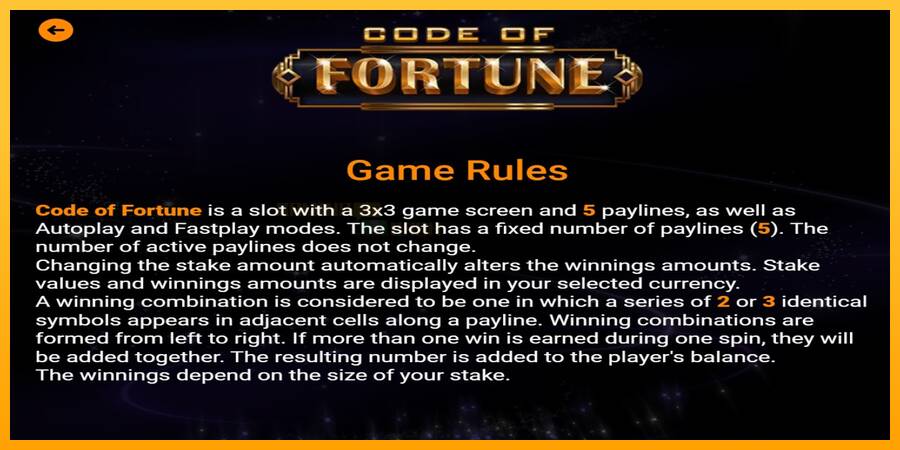 Code of Fortune игрална машина за пари, снимка 4