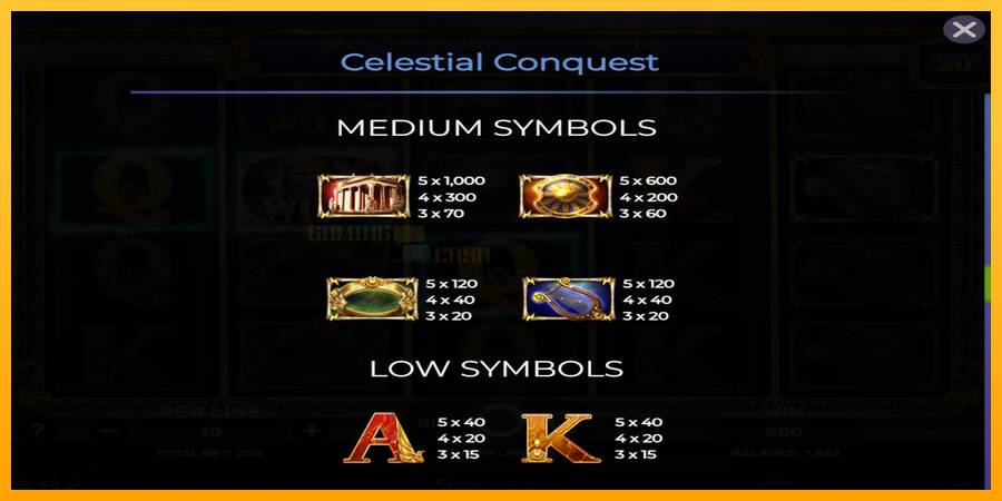 Celestial Conquest игрална машина за пари, снимка 6