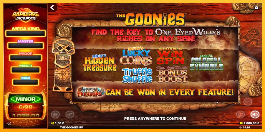 The Goonies Deluxe Rapid Fire Jackpots игрална машина за пари, снимка 1