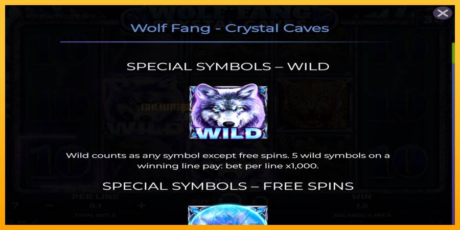 Wolf Fang - Crystal Caves игрална машина за пари, снимка 4